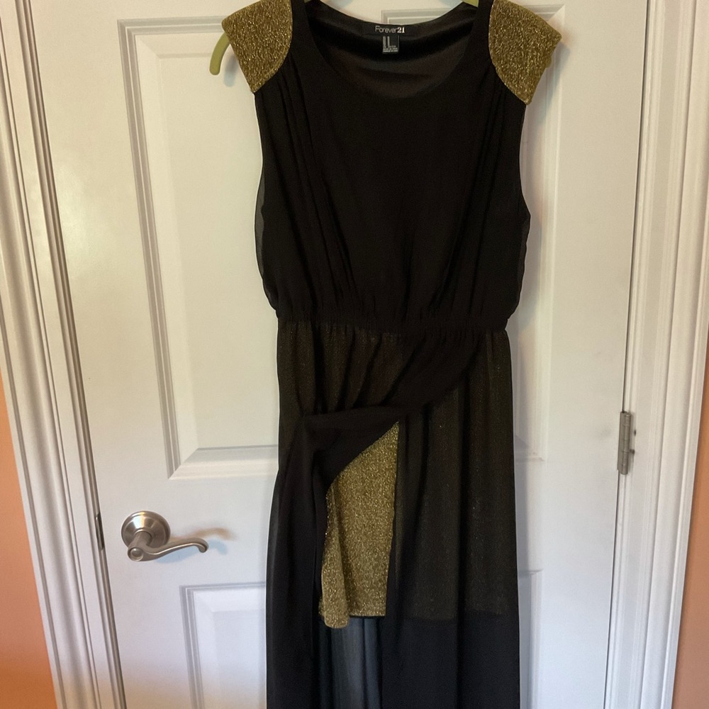 Black and Gold Midi Dress